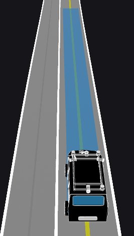 ADORe scenario execution -- autonomous vehicle driving in lane with planning overlay